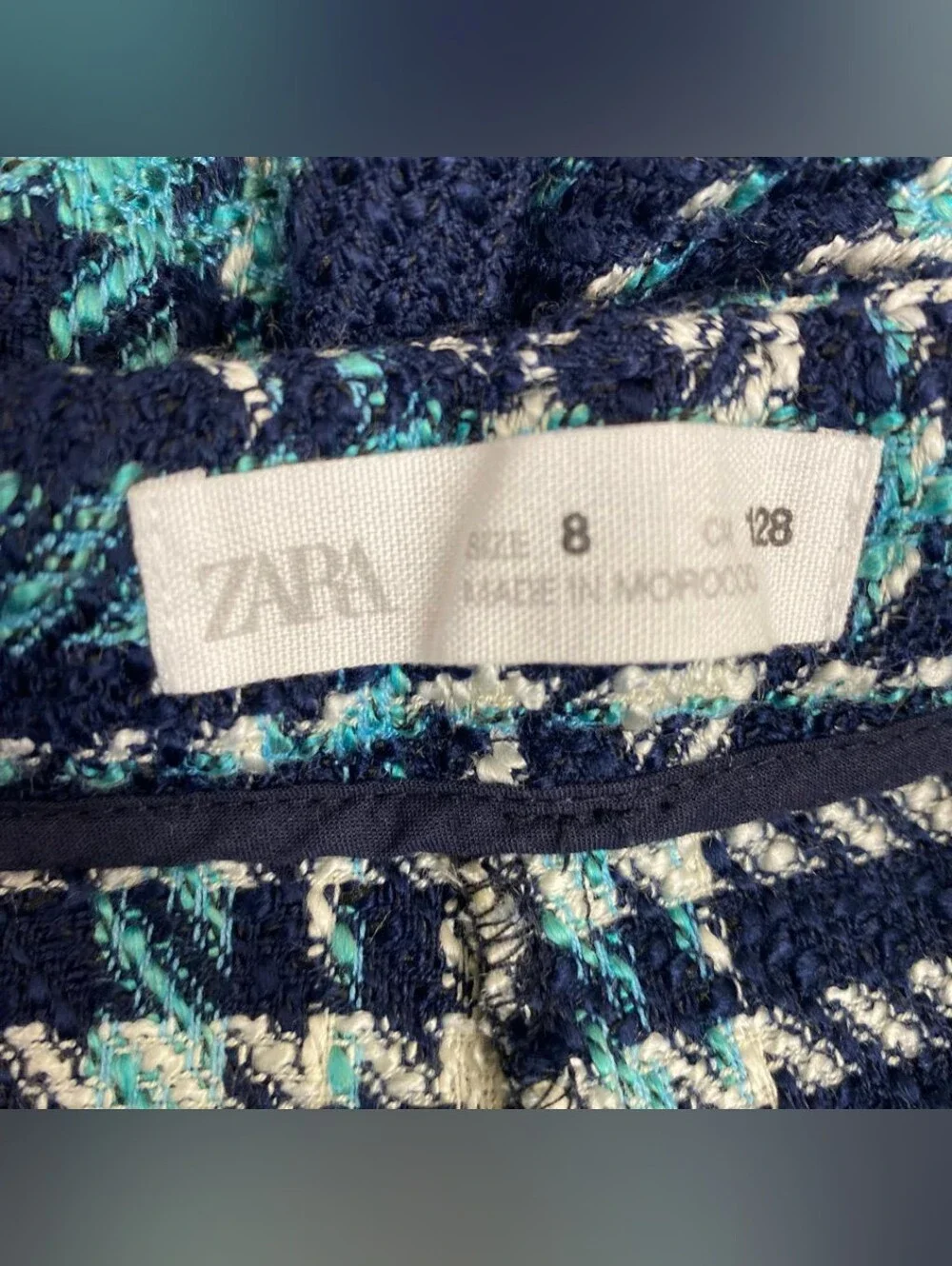 Zara Pink Double-Button High-Waist Skort & Navy Plaid Tweed Mini Set